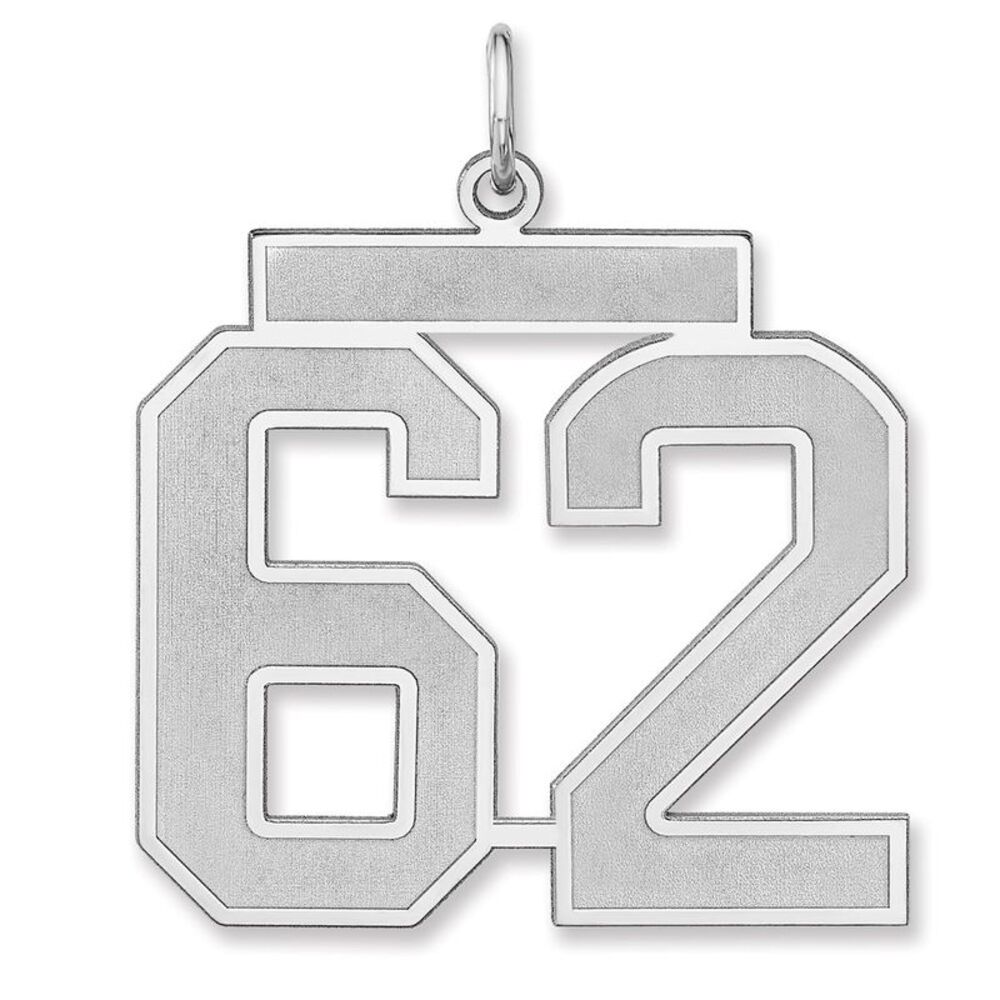 Sterling Silver, Jersey Collection, Extra Large Number 62 Pendant